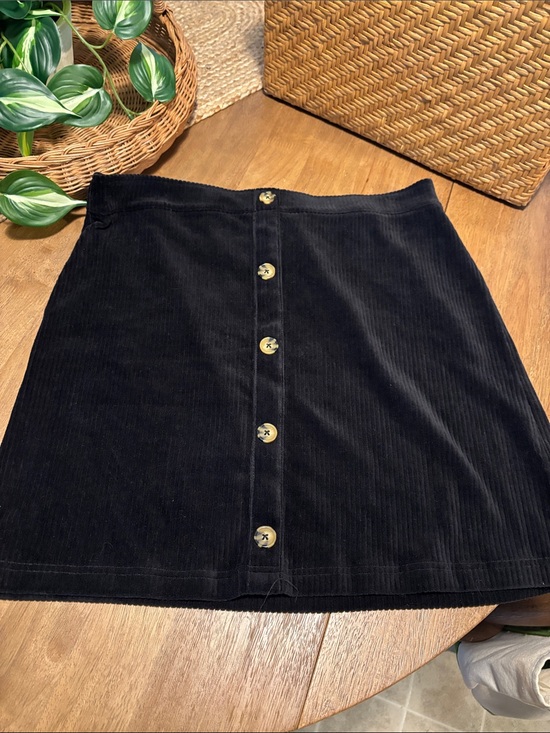 Wallflower Dresses & Skirts - Wallflower Black Corduroy Button-Front Mini Skirt